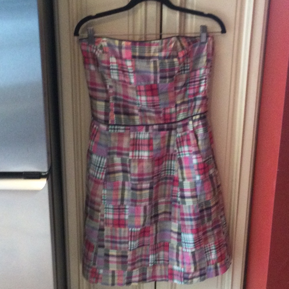Size 8 Strapless Madres Block Stitched Dress